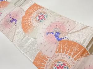 孔雀に華文模様織出し袋帯